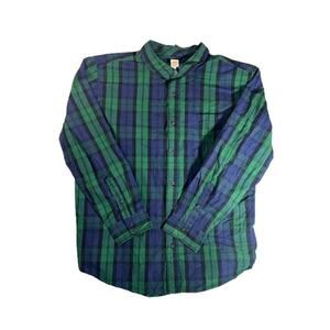 Gymboree green long-sleeve button-down green blue plaid men's shirt XL